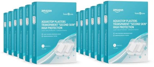 Healthcare By Amazon Pansements étanches (« seconde peau » transparente à haute protection), 60 Unités (12 lot de 5) - 7,5 x 5 cm (Anciennement une marque Amazon Basic Care, même produit)