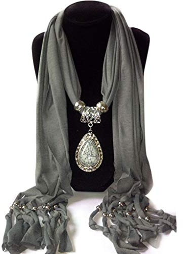 wufeng Sciarpa della Collana della Donna Lungo Resina Poco Strass Scialle Pendente Sciarpa con Frange Sciarpa con Pendente