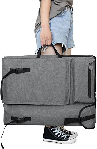 Sac de rangement A2 artistique 4K pour planche à dessin, sac de transport, sac fourretout portable, sac de rangement pour carnet de croquis, sac à bandoulière pour étudiant en art, 64 x 48 cm, gris,