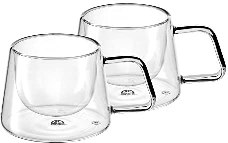 GRÄWE Doppelwandige-Thermogläser mit Griff, 200ml, 2er Set, gerades Design