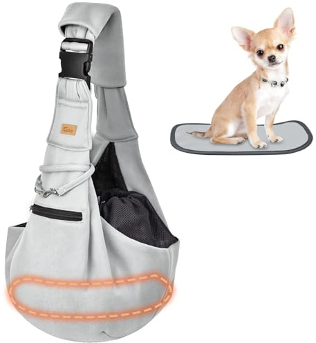 CUBY Sac de transport pour chiot, sac à bandoulière réversible réglable pour chien et chat pour chiens de petite et moyenne taille, sac à bandoulière mains libres pour chiot, protège-épaule avec