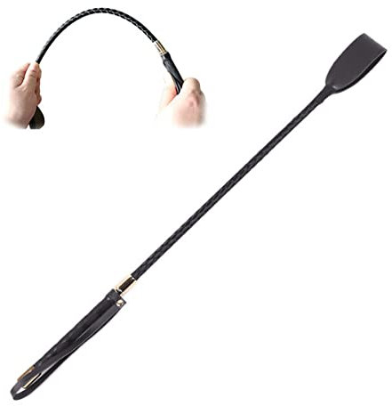 Harssiney Gerte Pferd,Gerte Pferd Kinder,45CM Leder Reiternte,Peitsche mit Anti-Rutsch-Griff Gel Griff(Schwarz)