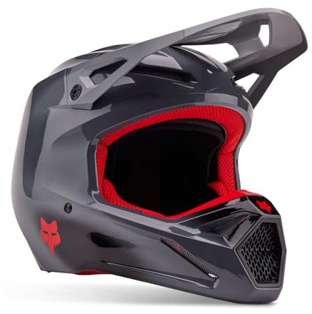 Fox Racing Unisex V1 Motocross Dirt Bike Helmet, Grey/Red, X-Small