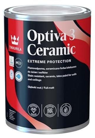 TIKKURILA Deckenfarbe Wandfarbe Küchenfarbe Hausfarbe Optiva Ceramic Super Matt [3] Farben zur Auswahl Blau Grau Rosa Grün Braun 0,9