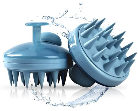 Scalp Massager - Hair Brush - Shampoo Dispenser Brush 2 in 1 Silicone Soap Dispenser Brush Shower Silicone Shampoo Dispenser Head Scalp Massager Brush (Blue)