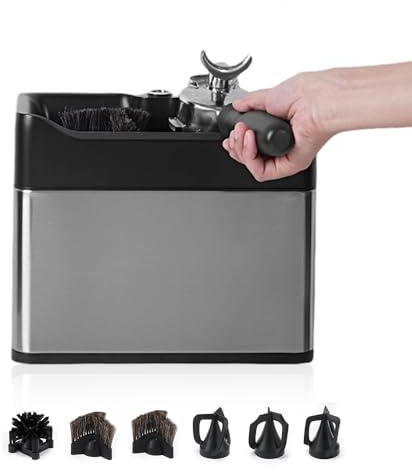 Electric Automatic Coffee Grounds Cleaner for Espresso Machine Handle - with Brush and Powder Wiper Cleaning Machine - Commercial 58mm Coffee Portafilter Cleaner