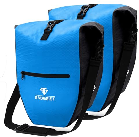 RADGEIST Fahrradtasche für Gepäckträger - Tasche für Fahrrad Gepäckträger - Gepäckträgertasche wasserdicht Umhängetasche (Blau 28L, 2er Set)