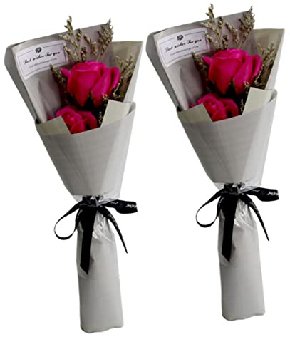 MUSISALY 2pezzi Bouquet Di Sapone Con Rosa Stabilizzata Elegante Decorazione Per Compleanni e Lauree Bouquet Di Fiori Eterni Rosa Rosy