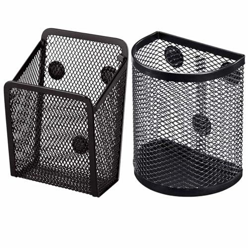 Lot de 2 porte-stylos magnétiques - Panier de rangement magnétique - Porte-stylo magnétique - Boîte de rangement magnétique - Pour fournitures de bureau