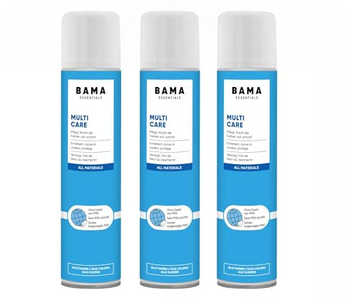 Bama Multicare Universal Care Spray - PFAS-fritt skydd för skor, väskor och jackor - för slätt läder, mocka, syntet och textil - vatten- och fläckavvisande - 3 x 300 ml
