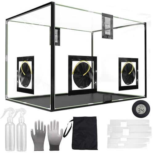 Svamp mykologi stor stilluftslåda 31,5 x 20,5 x 52,1 cm professionellt odlingstält med flödeshuva och monotub-kit, svampplanteringspåse tältkit för sporer trädgårdstillbehör hemforskare