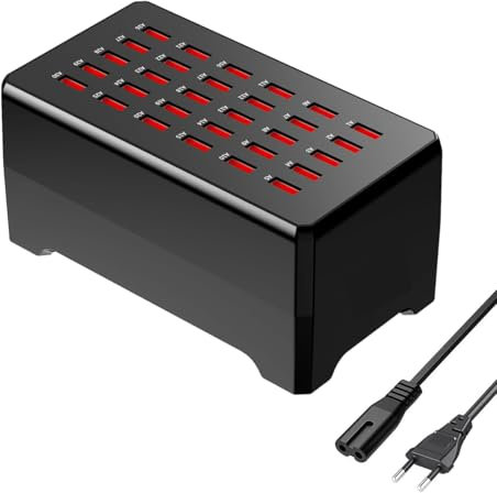 150W 30 Puertos USB Estación De Carga, USB Hub Splitter Para El Hogar, Estudio, Hotel, Oficina, Viajes, Transmisión En Vivo,Cargador Múltiple USBA Con Protección Inteligente Para Teléfonos,Relojes,Etc