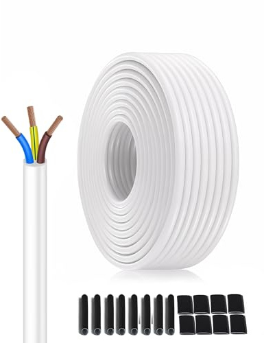 Cavo Da Installazione H05VV-F 3X0,75 mm² 30 Metri - PVC Flessibile Bianco -Cavo multifilare in rame antiossidante-Ideale Per Quadri Elettrici,Prolunghe Fai-Da-Te