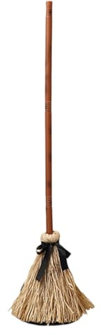 Scopa della strega - Scopa di paglia di riso, sco,pa di Halloween da 110 cm - animata fai da te con effetti luminosi e sonori in legno, ideale per VERANDAs, feste, decorazioni per interni ed ester