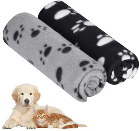 Luxvara 2 Pezzi Coperte Morbide Peluche per Cani Gatti Coperta Inversibile Morbida Calda per Cani Animali Domestici Fluffy Copertine Lavabile per Cani Copertina Tappeto per Divano Letto 70 * 100 cm