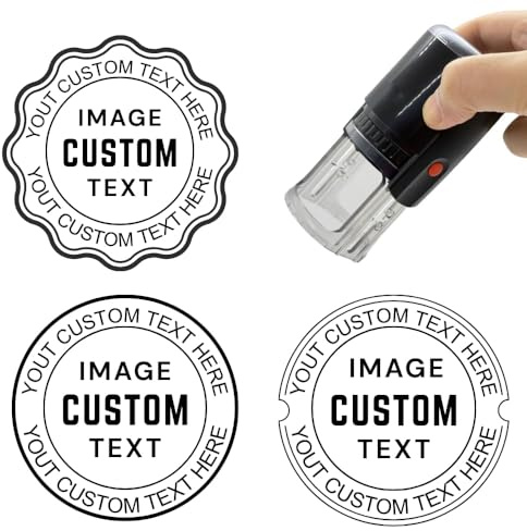 Stempel mit logo, Personalisierter Stempel Selbst Gestalten - Firmenstempel mit logo und text, 5 GrößEn, Rund