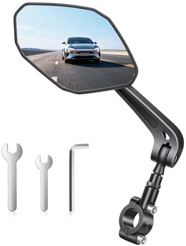 POWVINE Bike Mirror Large HD Field of Vision, Rear View Mirror, Adjustable Safety Handlebar Bicycle Mirrors Accessories for Ebike Mountain Road Bike Scooter, Fits 22-28mm Handlebars