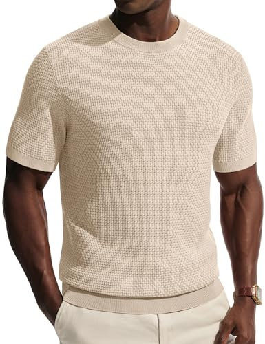 PJ PAUL JONES T-tröjor för män kortärmad t-shirt med rund hals solid stickad t-shirt herrtoppar