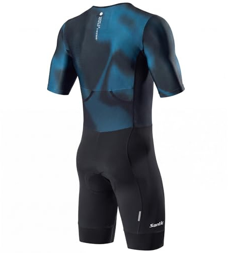 Santic Traje de triatlón acolchado de una sola pieza Kuzarm Pro bicicleta Skinsuit Racing Trisuit Adelgazar Ciclismo, verde, XL