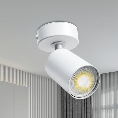1-Way Ceiling Spotlight matte White GU10 | Wall Light Fitting (No Bulb) | 1-light flush fitting.No bulb.VDE-certified GU10 socket & copper wires. Secure L/N/PE grounding.