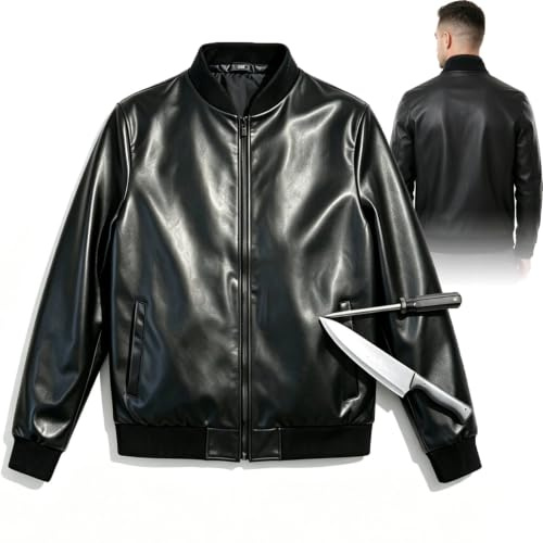 Skyddsjacka Nivå 4, Skärsäkra Och Sticksäkra Kläder black-S | För Daglig Självförsvarsjacka, Konstläderlook,Vår- & Höstytterkläder, Används För Att Skydda Personlig Säkerhet