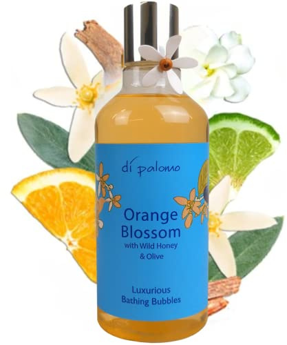 Di Palomo Orange Blossom & Honey Luxury Bathing Bubbles 300ml. Foaming Bubble Bath. Luxury Shower Gel & Body Wash with Nourishing Skin Care. Bath Foam Gifts for Her. Relaxation Gifts for Women.