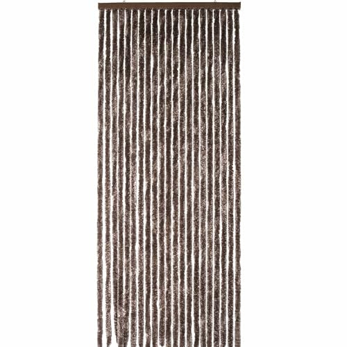 WERKA PRO Rideau Chenille Chocolat Uni - 90 x 220 cm - Protection Contre Insectes et Poussière - Tringle Ajustable et Anneaux de Suspension - Fibres Synthétiques Anti Effilochage