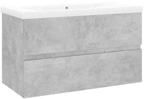 vidaXL Mobile con Lavabo Integrato Grigio Cemento in Legno Multistrato