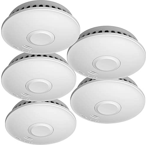 VisorTech Rauchwarnmelder Funk: 5er-Set vernetzbare Funk-Rauchmelder, 85 dB, VDs, 10-J.-Batterie (Rauchmelder, VDs-Zertifiziert, Smoke-Alarm vernetzbar, Alarmanlage)