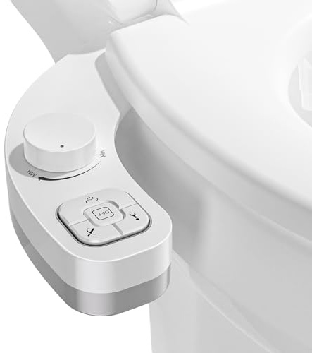 Bidet Attachment for Toilet, Dual Nozzle (Frontal and Rear Wash) Non-Electric Fresh Water Bidet Toilet Seat Attachment with Nozzle Self Cleaning, Adjustable Water Pressure (White)