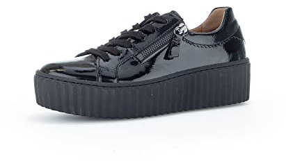 Gabor Damen Low-Top Sneaker, Frauen Halbschuhe,Wechselfußbett,Best Fitting,schnürschuhe,schnürer,Plateausohle,schwarz (Uni),40.5 EU / 7 UK