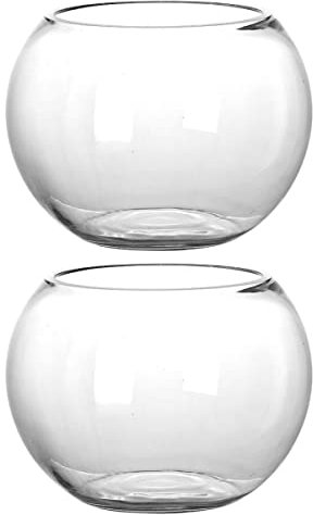 ABOOFAN 2 Pièces Bouteille en Verre Micro Paysage Terrarium Bricolage Rond Terrarium Hydroponique Bocaux à Poissons pour Poissons Betta Vase Rond Bureau Aquarium Un Verre Boule De Verre