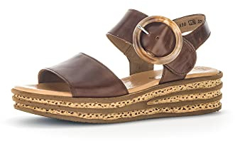Gabor Sandales à plateforme pour femme - 64,550-4 cm - Talon à plateforme et fermeture Velcro - Sandales élégantes et claquettes pour femme - Peanut 24
