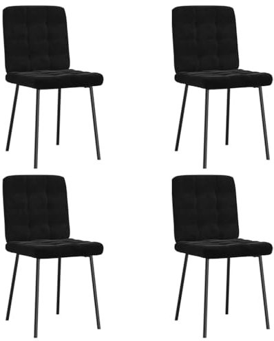 vidaXL Matstolar 4 st svart sammet, middagsstol, köksstol, matplats, stol, vardagsrum stol, accent stol, sidostol, restaurang stol, sammet stol
