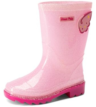 DREAM PAIRS Bottes de Pluie Fille à Paillettes avec Semelle Antidérapante et Doublure Confortable pour Toutes-Petites et Petits Fille,Size 30,Rose,KKUMRB2502