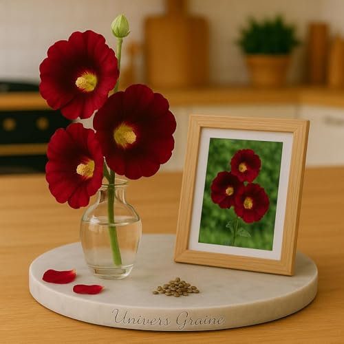 10 Graines de fleur ROUGE - Rose Trémière tremiere - Alcea rosea - Fleur Rouge Jardin 388