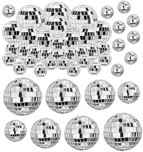 Disco Mirror Ball, 30 Pezzi Disco Ball Decorazioni, Palla Discoteca per Torte Decorazioni, Palle da Discoteca, Silver Disco Ball Mirror Disco Ball for Christmas Tree Decoration(2/3/4/5 cm)