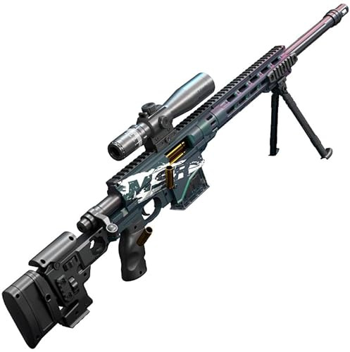 Rifle de francotirador de juguete para niños, pistola de espuma con 20 bolas blandas, pistola de juguete MSR adecuada para niños y adultos, 97 cm (azul)