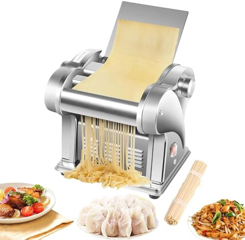 YWPYMX Máquina eléctrica para Hacer Pasta, Rodillo laminador automático, Fabricante de Fideos y láminas para Dumplings de Acero Inoxidable con Grosor Ajustable para Uso doméstico
