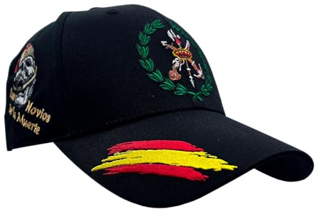 Nueva Gorra Legión Española los Novios de la Muerte, Legionarios a Luchar, Gorra Color Negro con Letras en Arena, Incluyendo, Calavera de la legión y Logo en la Parte Central