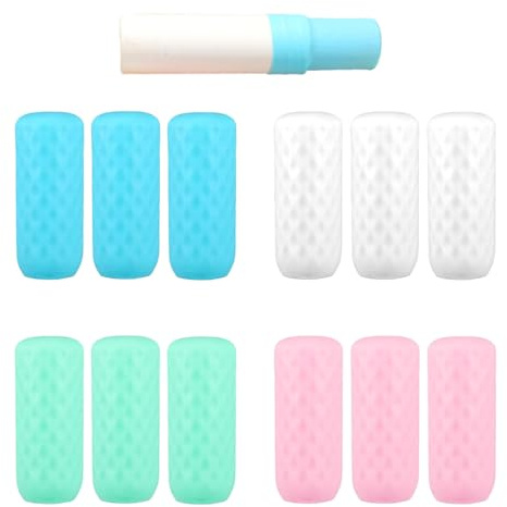 YAZWUR 12 Pezzi Manicotti in Silicone, Auslaufsichere e Riutilizzabili, Elastici, Custodia Bottiglia, Contenitori da Viaggio Liquidi, Flaconi, per Shampoo e Bagnoschiuma (bianco, blu, rosa, verde)