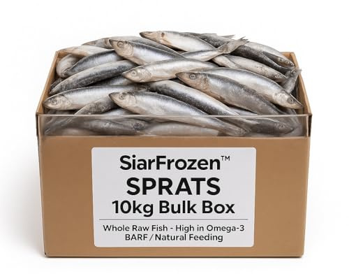 SiarFrozen™ Sprats 10kg Bulk Box – Whole Raw Fish – Raw Dog & Cat Food – High in Omega-3 – BARF/Natural Feeding Size 8-11cm