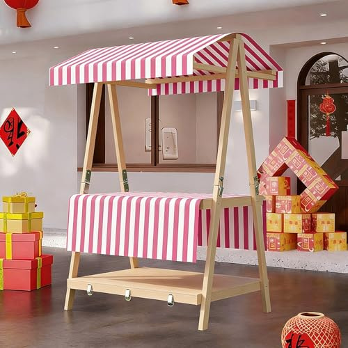 HARELA Genérico Puesto de Mercado con toldo, Carrito de Comida callejera, Puestos Plegables, para Venta De Alimentos, para Puestos Callejeros, Ferias De Artesanía(Pink 1,106cm/41.7in)