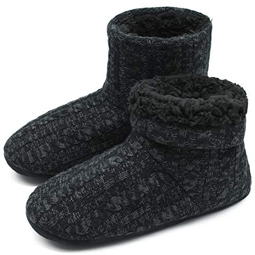 COFACE Hüttenschuhe Herren Warm Winter Hausschuhe Herren Plüsch Flauschig Gefütterte Hausstiefel Männer Fell Haussocken Filz Pantoffeln 42