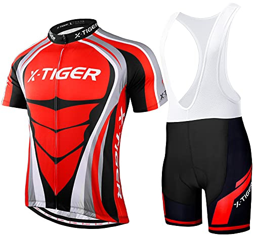X-TIGER Conjunto Ciclismo Hombre Maillot Culotte Pantalones Cortos Culotes