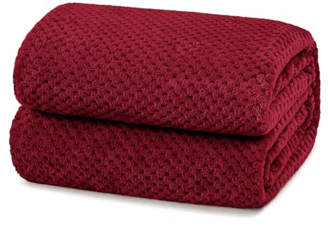 Yebeda Plaid Couverture Polaire, Jeté de Canapé en Flanelle, Bordeaux 150 x 200 cm, Couverture de Lit Doux et Chaud pour Toutes Les Saisons