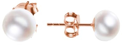 Orecchini a perno in argento Sterling 925 con perle d'acqua dolce bianche coltivate | Orecchini con perle in argento, oro e oro rosa piccoli e grandi, 10 mm, Argento sterling