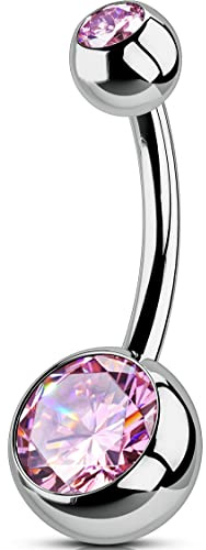 OUFER Body Piercing Barras de ombligo de 10mm de rosca interna barras de titanio bolas de 14g piercing extra largo para ombligo anillos de barra de 1,6 mm anillos de ombligo joyería para mujeres