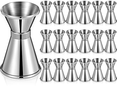 Amyhill 18 Pcs Double 1/2 & 1 oz Bar Jigger Stainless Steel Cocktail Shot Jigger Measuring Liquor Cup Bartender Supplies for Bar Bartending Party
