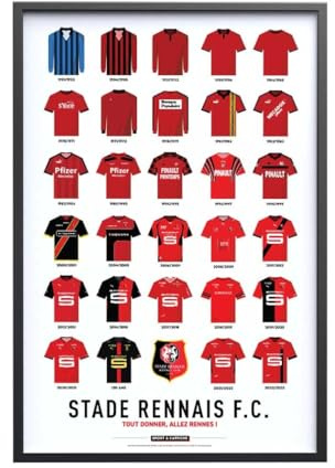 Sport à l'Affiche - Art Poster - Stade Rennais F.C. - Maillots Historiques 30x40cm